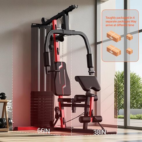 Home Gym System with 160LB Weight Stack, Multifunctional All-in-One Workout Station, Full Body Strength Training System in Kuwait