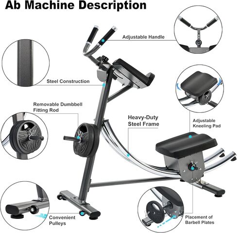 2025 Abdominal Exercise Machine for Commercial Use, Side Shaper Ab Machine Exercise Equipment, Foldable Abdominal Crunch Coaster for Home Use (Large,Black) in Kuwait