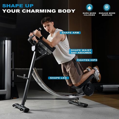 2025 Abdominal Exercise Machine for Commercial Use, Side Shaper Ab Machine Exercise Equipment, Foldable Abdominal Crunch Coaster for Home Use (Large,Black) in Kuwait