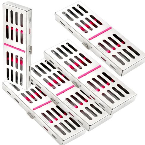 5 Ea Pink Sterilization Cassette Rack Tray for 5 Instruments German Grade Stainless Cynamed in Saudi Arabia