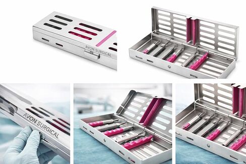 5 Ea Pink Sterilization Cassette Rack Tray for 5 Instruments German Grade Stainless Cynamed in Saudi Arabia