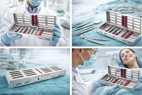 5 Ea Pink Sterilization Cassette Rack Tray for 5 Instruments German Grade Stainless Cynamed in Saudi Arabia