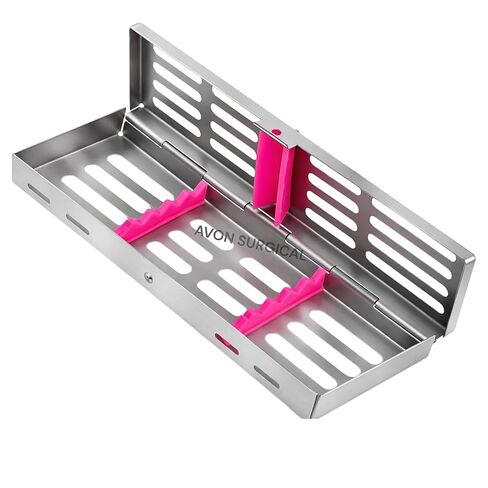 5 Ea Pink Sterilization Cassette Rack Tray for 5 Instruments German Grade Stainless Cynamed in Saudi Arabia