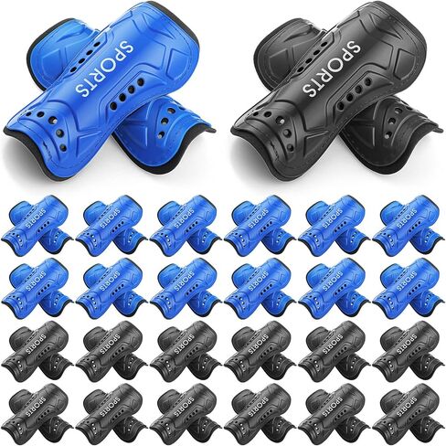 Junkin 24 Pairs Youth Soccer Shin Guards Lightweight Breathable Child Calf Protective Gear Soccer Equipment Kids Shin Guards for Boys and Girls Children Teenagers(Medium) in Saudi Arabia