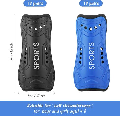 Junkin 24 Pairs Youth Soccer Shin Guards Lightweight Breathable Child Calf Protective Gear Soccer Equipment Kids Shin Guards for Boys and Girls Children Teenagers(Medium) in Saudi Arabia