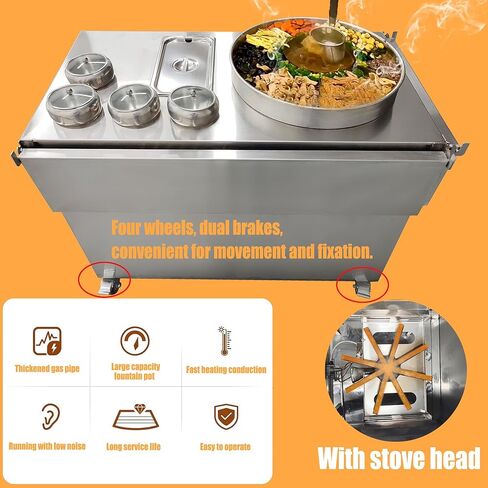 الفولاذ المقاوم للصدأ شارع عربة الطعام الساخن نافورة لحوم البقر فضلات لحم الخنزير وعاء المماطلة التجارية لحم البقر المفروم عربة لحم الخنزير موقد غاز كشك المعدات حار وعاء ساخن غاز وجبة خفيفة كشك عربة طعام الطبخ المتنقلة in Kuwait