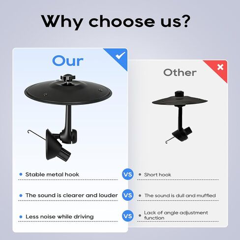 Car Crash Cymbal Vent - Clip On Mini Car Drum Cymbal, Black Adjustable Universal Fit for Most Vehicles, Crisp Metallic Sound Car Air Vent Accessory, Creative Gift for Drummers & Music Enthusiasts in Saudi Arabia