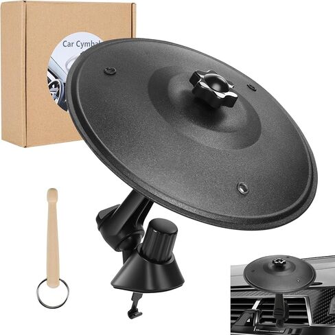 Car Cymbal Air Vent Drum: Mini Drum Set for Car Dash - Compact Car Crash Cymbal with Drum Stick - Fun Musical Car Accessory for Drummers Music Lovers (Black) in Saudi Arabia