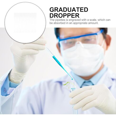 NUOBESTY 100pcs Disposable 3ml Plastic Transfer Pipettes with Graduation, Lab Safety Droppers for Liquid Transfer and Essential Oils, Science Experiment Eye Droppers for Laboratory Use in Saudi Arabia