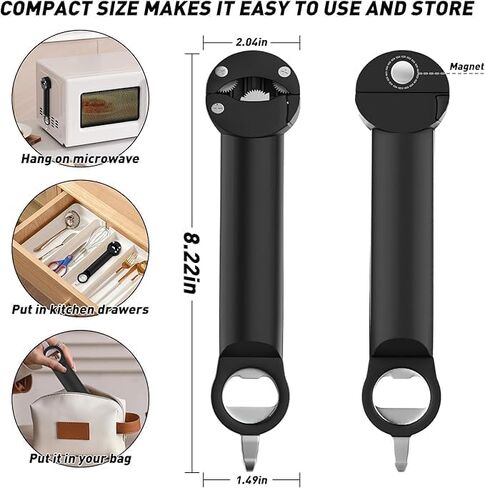 Mason Jar Opener for Canning Lids No Lid Dents or Damage,Multi-Purpose for Bottle Opener and Various Lids Canning Jar Opener,Easy Twist Manual Handheld Top Remover in Saudi Arabia