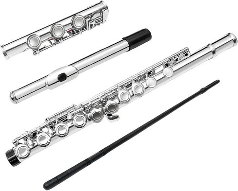 Closed Hole 17 Keys C Flute for Beginners & Students & Adults– Nickel Siver Flute with Hard Case, Cleaning Kit, Tuning Rod – Easy to Play, Durable & Lightweight in Kuwait