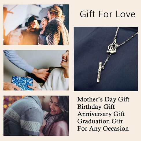 BLEOUK Flute Necklace Music Jewelry Musician Gift Player Flute Themed Lover Gift For Women in Kuwait