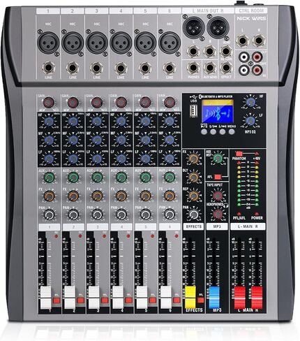 8 Channel mixer professional Audio Mixer, dj mixer with Individual Channel Control and USB Audio Recording & Editing via Computer, All-Metal mezcladora para dj (8 Channel) in Saudi Arabia