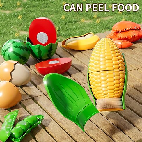 Play Food Set for Kids, Toddler Learning Toys, Cutting Food Toy Color Sorting Set, Pretend Food Play Kitchen Accessories for Kids, Birthday Gifts for 3-8 Years old Boys Girls Educational Toys in Kuwait