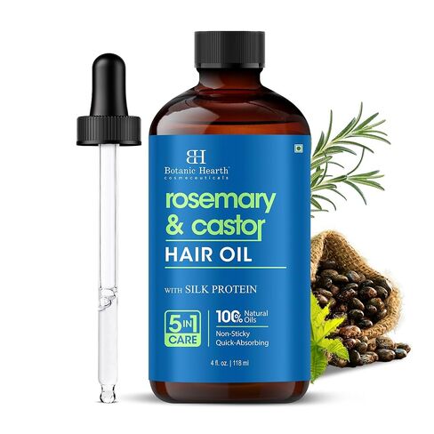 Botanic Hearth Hair Oil for Hair Growth | Strengthening Dry, Frizzy, Damaged Hair & Scalp Treatment | No Parabens or Harmful Sulfates | All Hair Types | Rosemary Castor Hair Oil - 4 Fl Oz in Kuwait