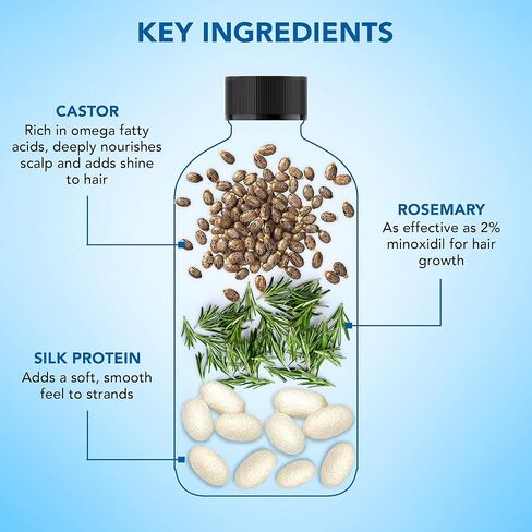 Botanic Hearth Hair Oil for Hair Growth | Strengthening Dry, Frizzy, Damaged Hair & Scalp Treatment | No Parabens or Harmful Sulfates | All Hair Types | Rosemary Castor Hair Oil - 4 Fl Oz in Kuwait