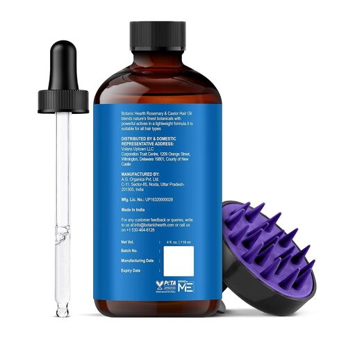 Botanic Hearth Hair Oil for Hair Growth | Strengthening Dry, Frizzy, Damaged Hair & Scalp Treatment | No Parabens or Harmful Sulfates | All Hair Types | Rosemary Castor Hair Oil - 4 Fl Oz in Kuwait