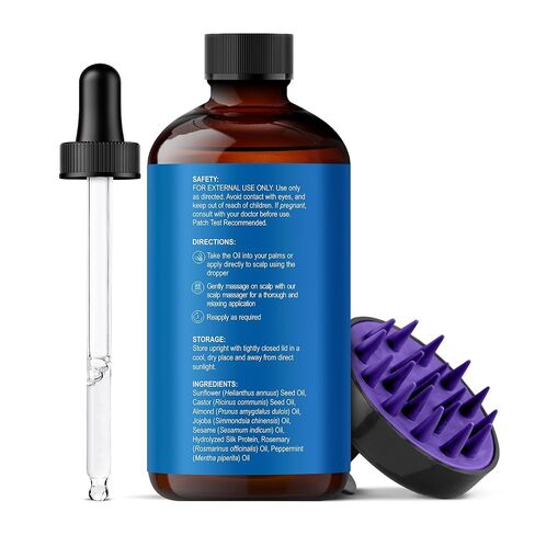 Botanic Hearth Hair Oil for Hair Growth | Strengthening Dry, Frizzy, Damaged Hair & Scalp Treatment | No Parabens or Harmful Sulfates | All Hair Types | Rosemary Castor Hair Oil - 4 Fl Oz in Kuwait