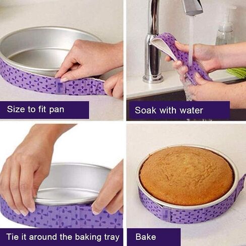 Cake Baking Tray Strips, 1pcs Purple Cotton - Polyester Band, 34.6x1.5in - Even Heat Distribution, Retention, and Crack Prevention for Home and Bakery Use in Saudi Arabia