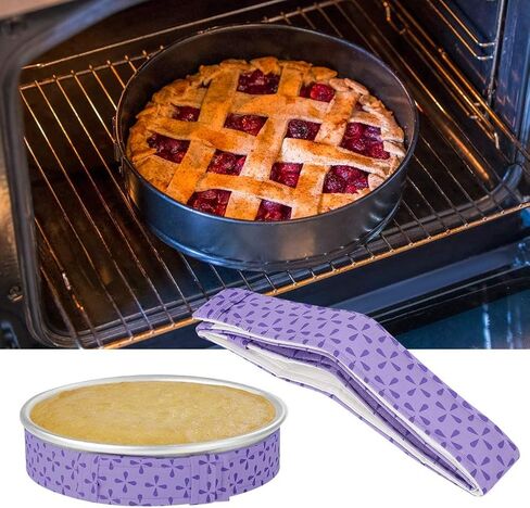 Cake Baking Tray Strips, 1pcs Purple Cotton - Polyester Band, 34.6x1.5in - Even Heat Distribution, Retention, and Crack Prevention for Home and Bakery Use in Saudi Arabia