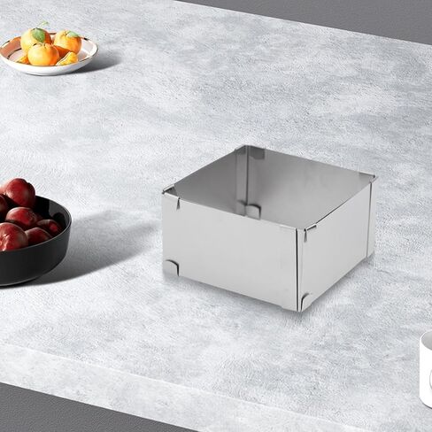 Adjustable for Stainless Steel Mousse for Ring Square Cake Decorating, 4-6 to 11 Inch, 5cm Height, Mousse Cake and Tiramisu in Kuwait