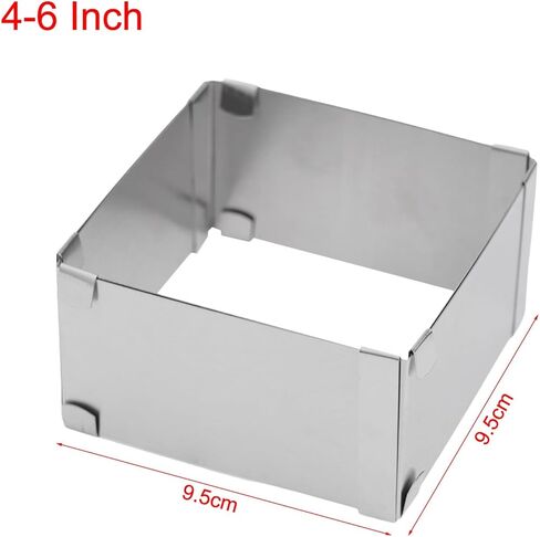 Adjustable for Stainless Steel Mousse for Ring Square Cake Decorating, 4-6 to 11 Inch, 5cm Height, Mousse Cake and Tiramisu in Kuwait