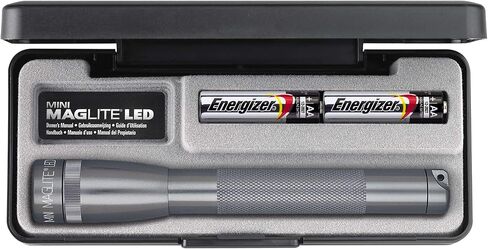ماجليت مصباح يدوي LED صغير 2 خلية ايه ايه مع حافظة، فضي in Kuwait