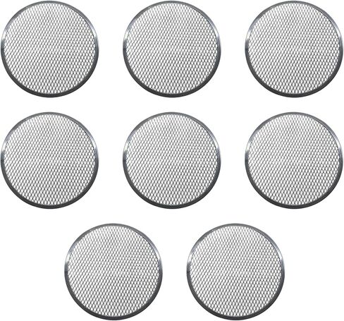 8 In Pizza Screens 8 Pcs, Commercial Aluminum Pizza Pan, Baking Tray, Round Grill Pan, Mesh Design, Even Heating, For Oven Bbq in Kuwait