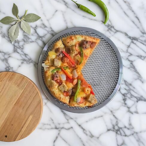8 In Pizza Screens 8 Pcs, Commercial Aluminum Pizza Pan, Baking Tray, Round Grill Pan, Mesh Design, Even Heating, For Oven Bbq in Kuwait