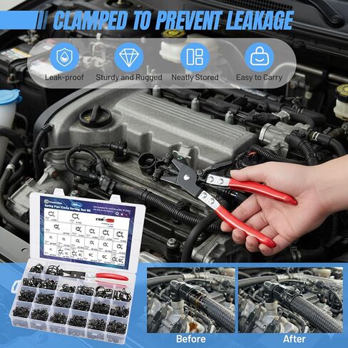 400 قطعة من Housolution 6-35 مم مشابك خرطوم زنبركية، 20 مقاسًا مشابك أنابيب زنبركية مع كماشة مشبك خرطوم، مشبك أنابيب للسيارات وخطوط الوقود والسيليكون وخراطيم الفراغ والتطبيقات الميكانيكية in Kuwait