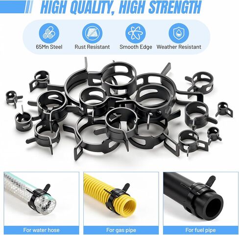 400 قطعة من Housolution 6-35 مم مشابك خرطوم زنبركية، 20 مقاسًا مشابك أنابيب زنبركية مع كماشة مشبك خرطوم، مشبك أنابيب للسيارات وخطوط الوقود والسيليكون وخراطيم الفراغ والتطبيقات الميكانيكية in Kuwait