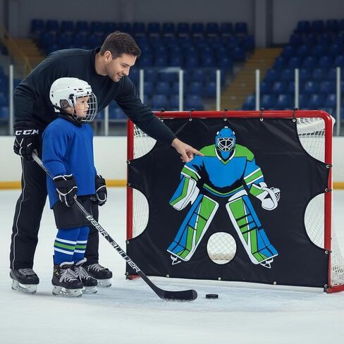 Kapler Hockey Net Goalie Target Tarp: Heavy Duty PVC 5 Zone Street Shooter Tutor with Reinforced Edges for Practicing Shooting Accuracy - Hockey Training Equipment Gift for Youth Adults Fits 72" Goal in Kuwait