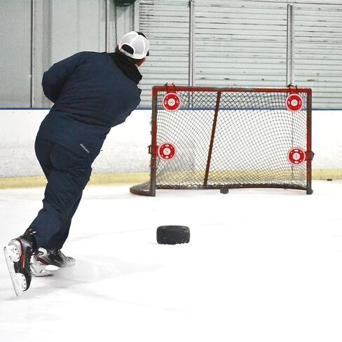 NOVO Hockey Shooting Targets by Snipers Edge – Durable Training Targets for All Levels – High-Visibility Red with White Center – Quick Clip-On Fit for Any Goalpost – Assembled in USA in Kuwait