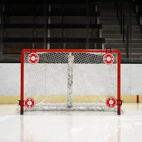 NOVO Hockey Shooting Targets by Snipers Edge – Durable Training Targets for All Levels – High-Visibility Red with White Center – Quick Clip-On Fit for Any Goalpost – Assembled in USA in Kuwait