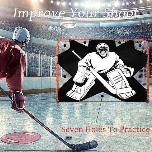 Hockey Net Targets 72x48 in Durable 7 Hole PVC Portable Design - Improve Shooting Accuracy Simulate Real Matches - for Ice Rink Training Goalie Coaches Players in Kuwait