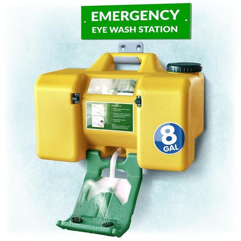 8gal Portable Eye Wash Station, Wall Mount Eyewash Station OSHA-Compliant, Emergency Eye Wash Station with Mirror & Dual Spray, First Aid Eye Wash Units in Kuwait