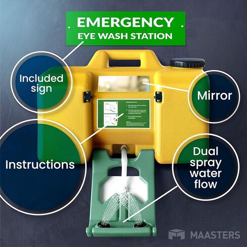 8gal Portable Eye Wash Station, Wall Mount Eyewash Station OSHA-Compliant, Emergency Eye Wash Station with Mirror & Dual Spray, First Aid Eye Wash Units in Kuwait