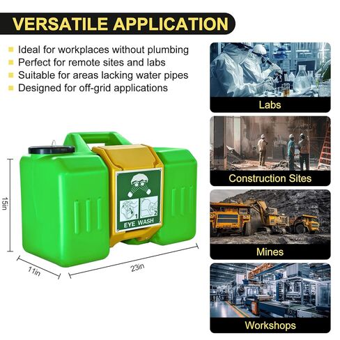 9-Gallon Portable Eye Wash Station, OSHA-Approved Wall Mount Emergency Eye Washing Station, Includes Sign & 2 Inspection Tags, First Aid Units for Workplace Safety, Bright Green in Saudi Arabia