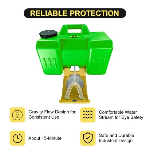9-Gallon Portable Eye Wash Station, OSHA-Approved Wall Mount Emergency Eye Washing Station, Includes Sign & 2 Inspection Tags, First Aid Units for Workplace Safety, Bright Green in Saudi Arabia