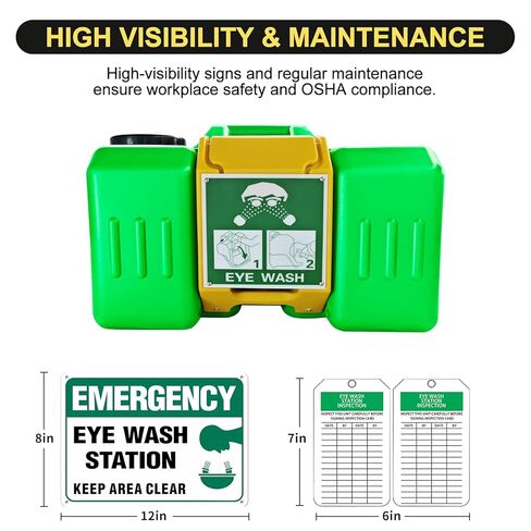 9-Gallon Portable Eye Wash Station, OSHA-Approved Wall Mount Emergency Eye Washing Station, Includes Sign & 2 Inspection Tags, First Aid Units for Workplace Safety, Bright Green in Saudi Arabia