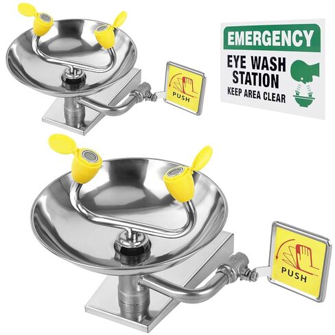 Eye Wash Station, Wall-Mounted Emergency, Portable First Aid Eyewash Station Eye Irrigation Sign, 304 Stainless Steel OSHA Apporoved in Kuwait