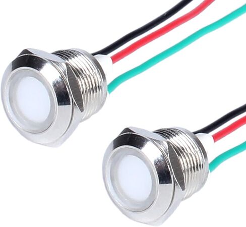 22mm 12V-24V Two Colors Metal LED Indicator Light, Waterproof Common Cathode Dual Color Led Signal Lamp, Red and Green LED in 1 with Wires to Indicate The Power Supply Status 2Pcs in Saudi Arabia