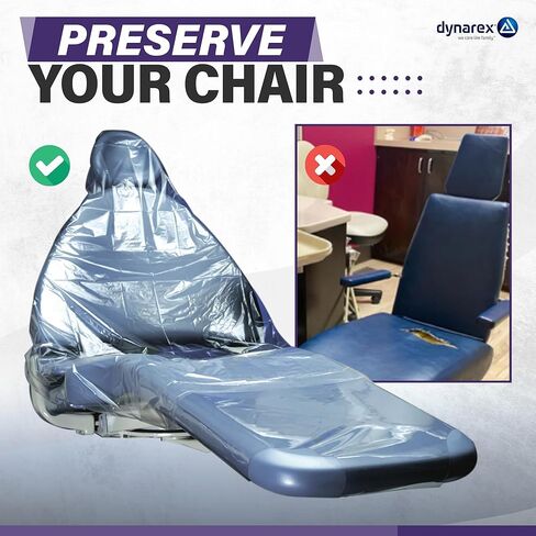 Dynarex Full Chair Cover for Dental Chair & Tattoo Chair - Disposable Plastic Chair Cover - 29" x 80" - 125-Pack Dispenser Box in Saudi Arabia