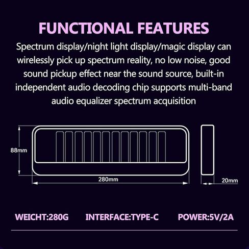 مصباح طيف التقاط الصوت، متخيل طيف الموسيقى مع 240 خرزة LED كاملة الألوان، 7 أوضاع محددة مسبقًا وتقليل الضوضاء الذكي، إيقاع ملون، لطاولة الألعاب، والديكور الداخلي in Kuwait