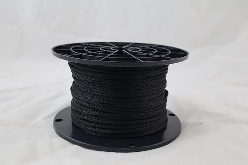 حبل نايلون عالي الجودة من البوليستر، أسود، 1/8 بوصة × 250 قدم، قوة كسر 410 رطل، مقاوم للأشعة فوق البنفسجية in Kuwait