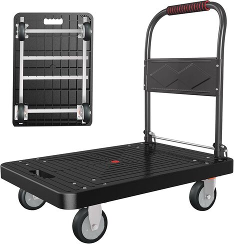 شاحنة منصة، عربة يد قابلة للطي مع عجلة دوارة مقاس 34 بوصة × 22 بوصة، عربة دوللي للخدمة الشاقة، سعة 1000 رطل، 6 عوارض فولاذية حاملة للاستخدام المنزلي في مرآب المستودعات in Kuwait