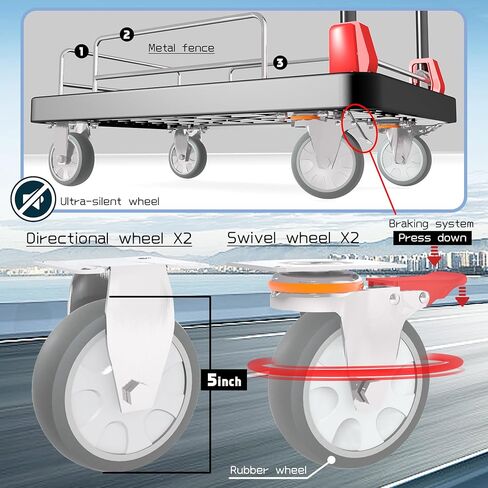 منصة شاحنات مسطحة عربة شديدة التحمل مع عجلات فرامل وسياج عربة يد قابلة للطي سعة 1300 رطل 36 بوصة × 24 بوصة تتحرك دوللي للأثاث/المكتب/البقالة/المرآب، أسود in Kuwait
