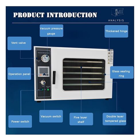 110V 1.9Cu ft Vacuum Drying Oven 304 Stainless Steel Inner 5-Layer Rack 1400W in Kuwait