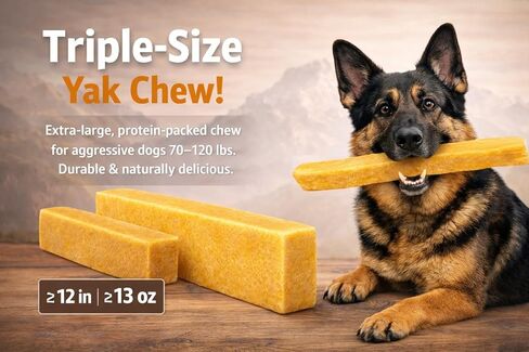 Snow Hill Himalayan Golden Yak Cheese Dog Chews Triple XL Monster 13-15 Oz / 11-13 in Long Natural Healthy Safe Yak Cheese Treats Keeps Dogs Busy Enjoying Indoors Outdoor in Kuwait