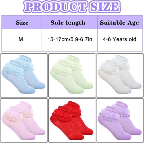 6 أزواج الفتيات جوارب الكشكش لطيف الدانتيل جوارب الكاحل فستان صغير للفتاة لوليتا فستان لوليتا in Kuwait